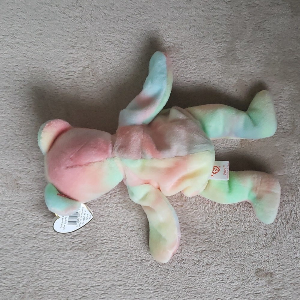 Peace ✌Tiedye Bear Ty Beanie Baby 🐻 Gift, Kids Toy, Rare Collectible, NWT - Picture 10 of 11